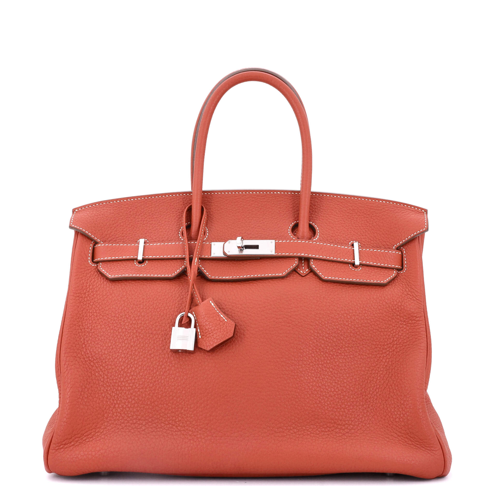 Birkin Handbag Sanguine Clemence with Palladium Hardware 35