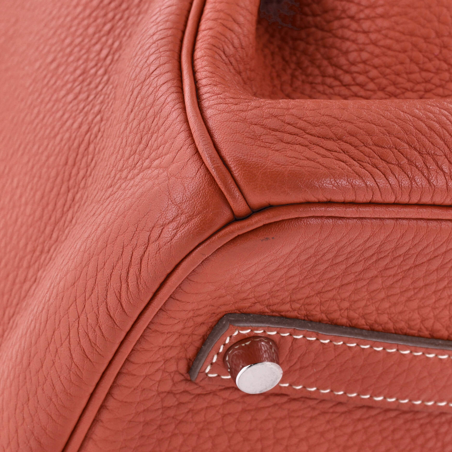 Birkin Handbag Sanguine Clemence with Palladium Hardware 35