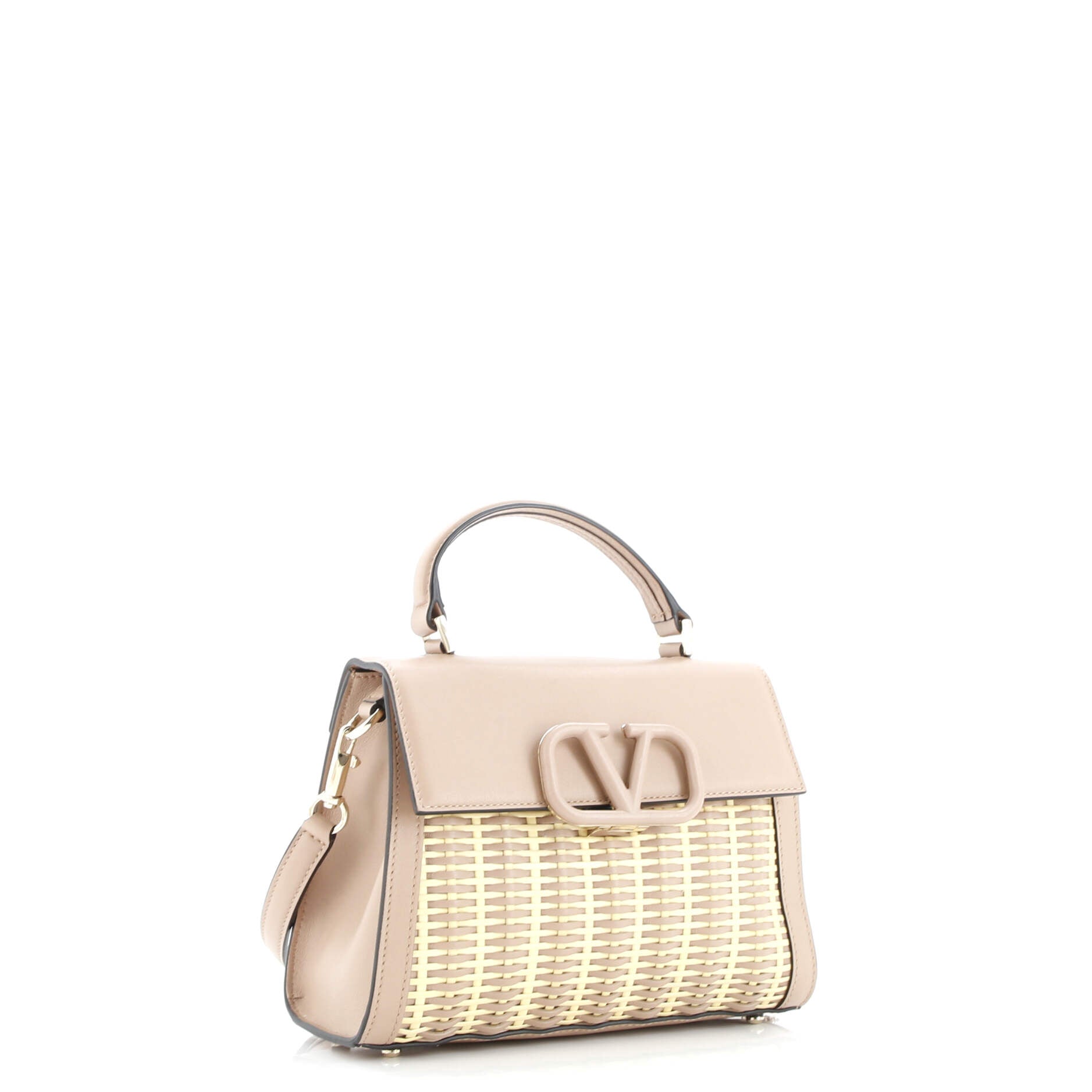 VSling Top Handle Bag Wicker with Leather Small