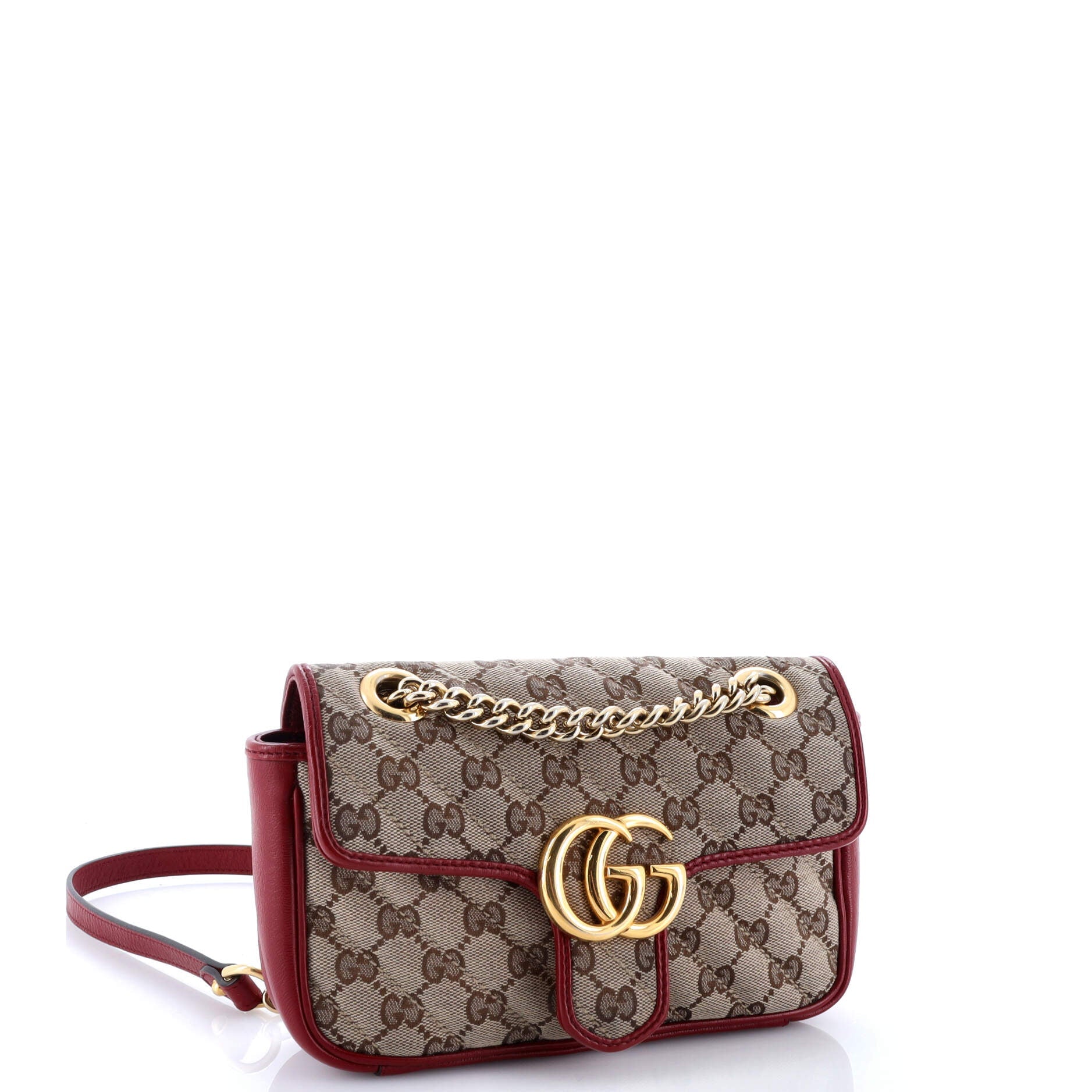GG Marmont Flap Bag Diagonal Quilted GG Canvas with Leather Mini