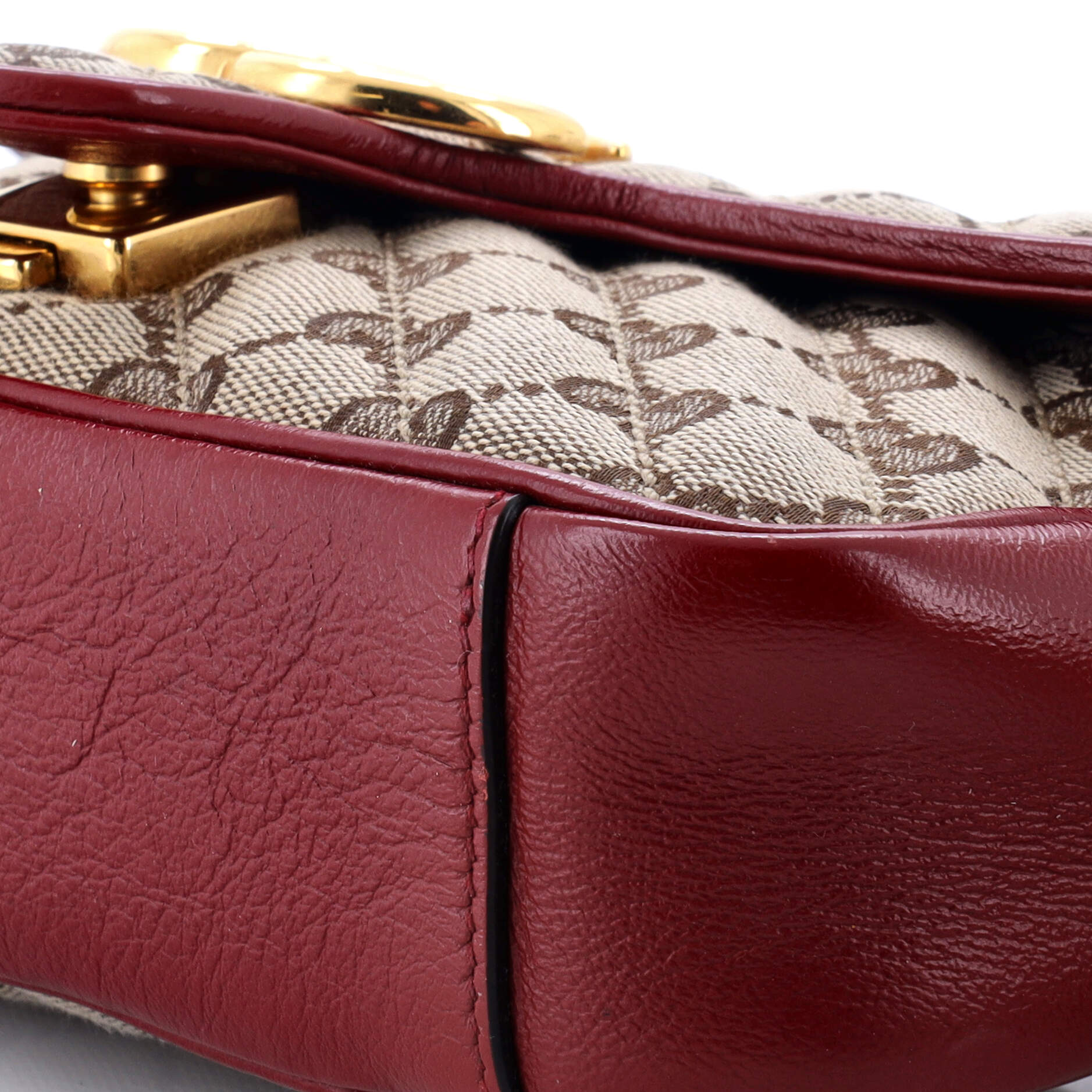 GG Marmont Flap Bag Diagonal Quilted GG Canvas with Leather Mini