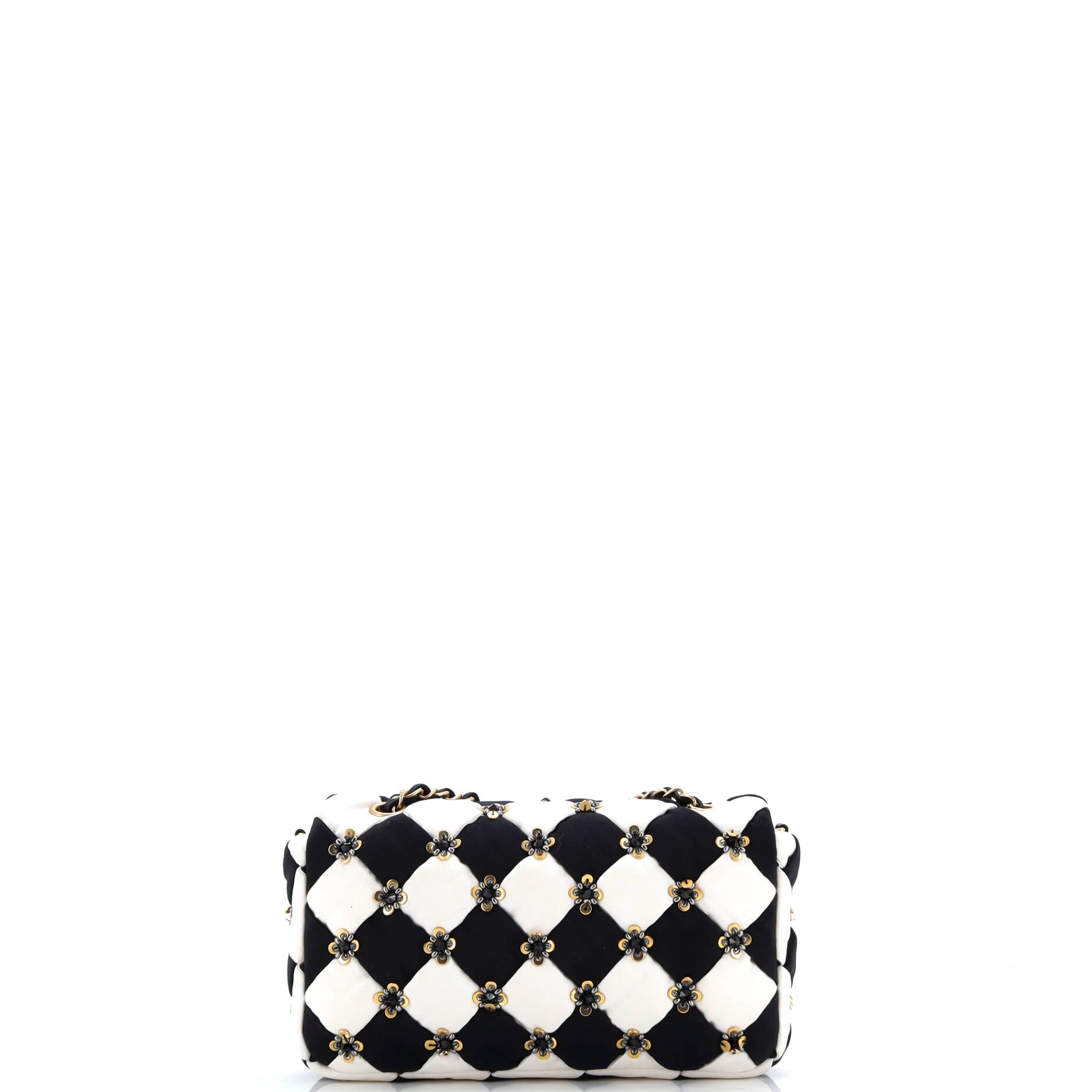 Metiers d'Art Checkerboard Single Flap Bag Embellished Satin Medium