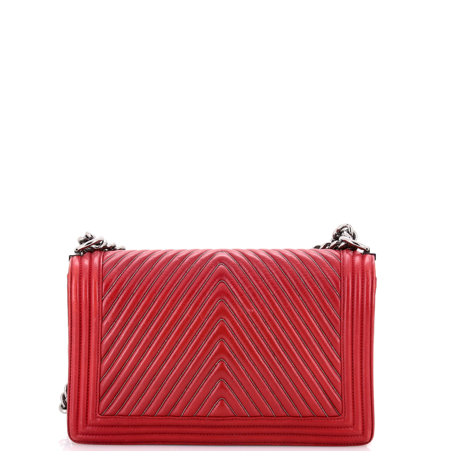 Boy Flap Bag Chevron Calfskin with Micro Chain Detail Old Medium