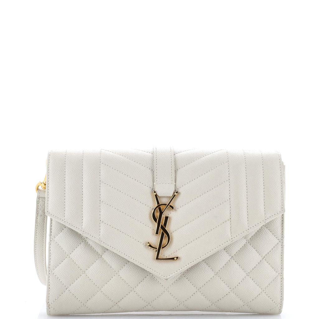 Classic Monogram Envelope Wristlet Clutch Mixed Matelasse Leather