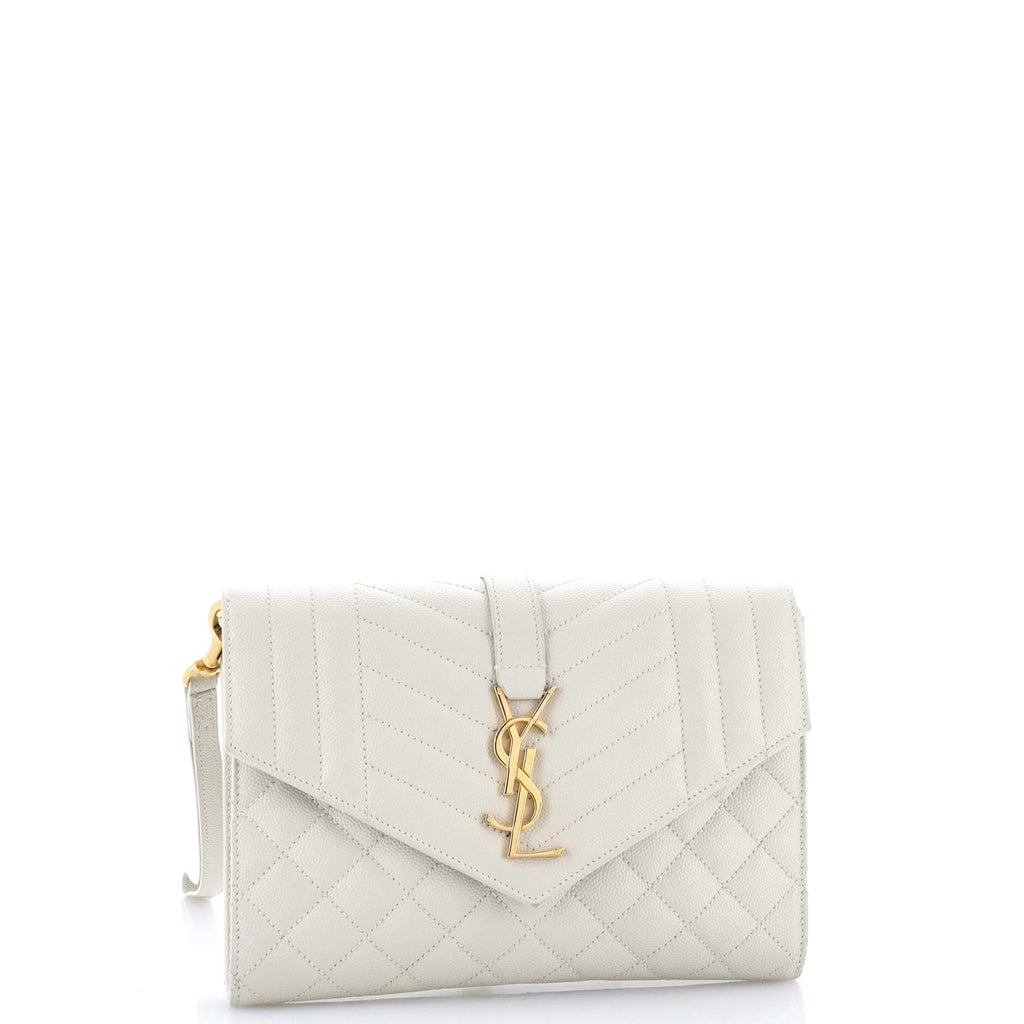 Classic Monogram Envelope Wristlet Clutch Mixed Matelasse Leather