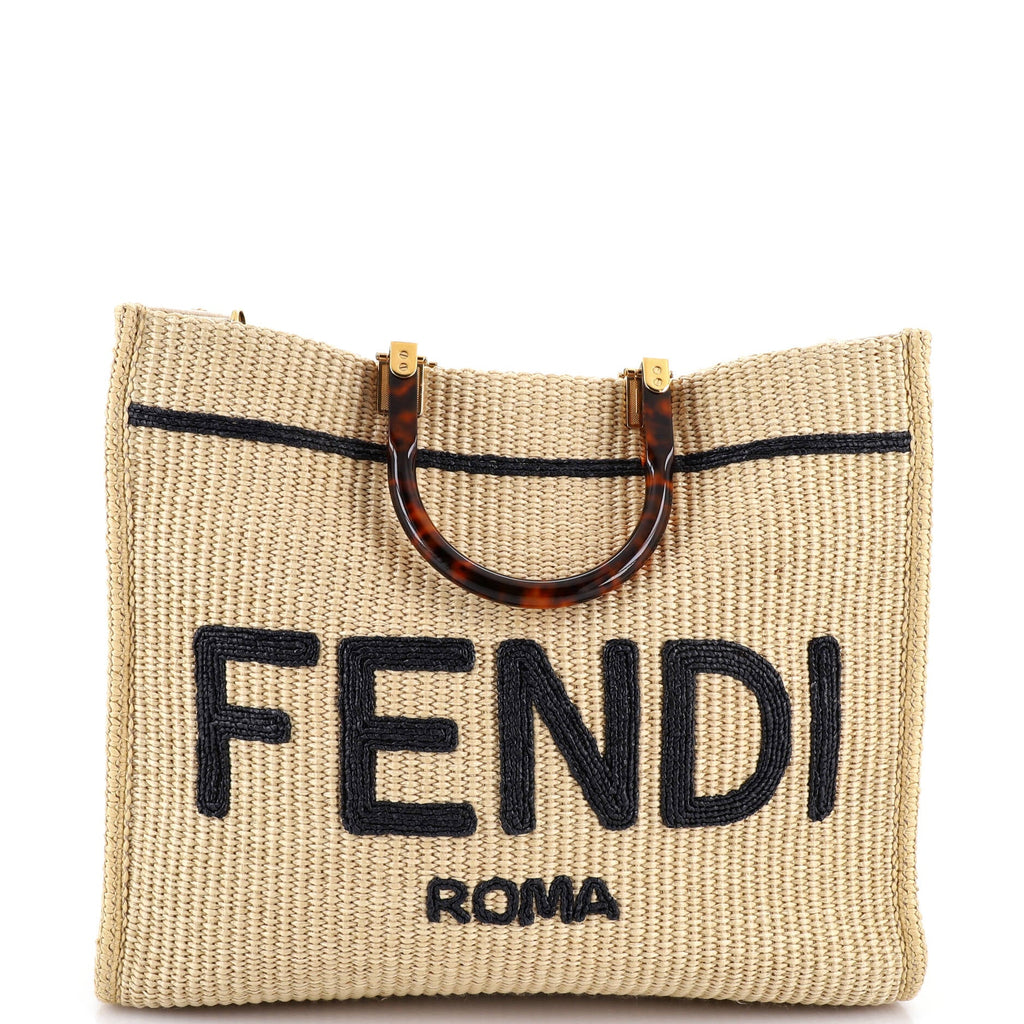 Sunshine Shopper Tote Woven Raffia Medium