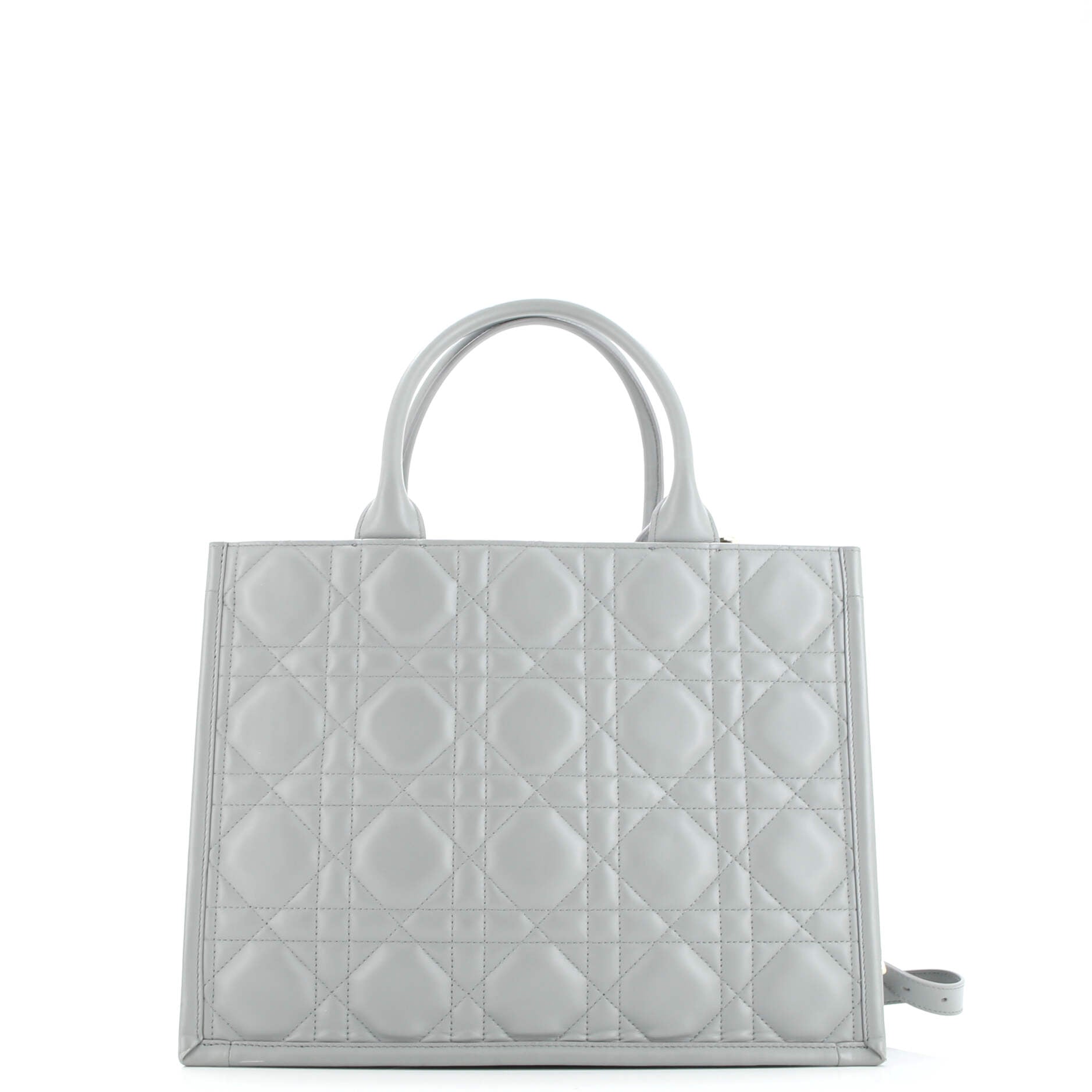 Book Tote with Strap Macrocannage Quilt Calfskin Large