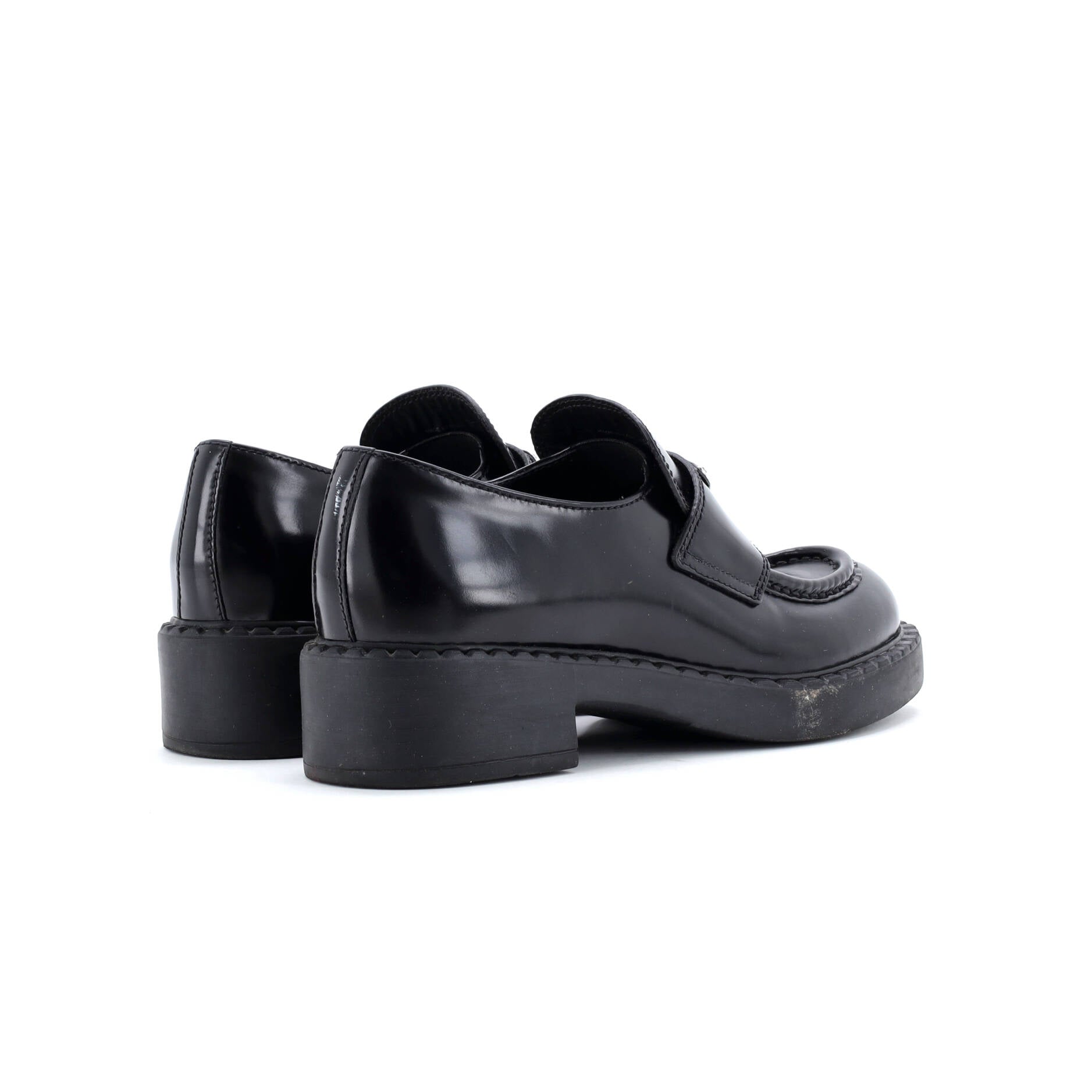 Women's Triangle Logo Loafers Spazzolato Leather