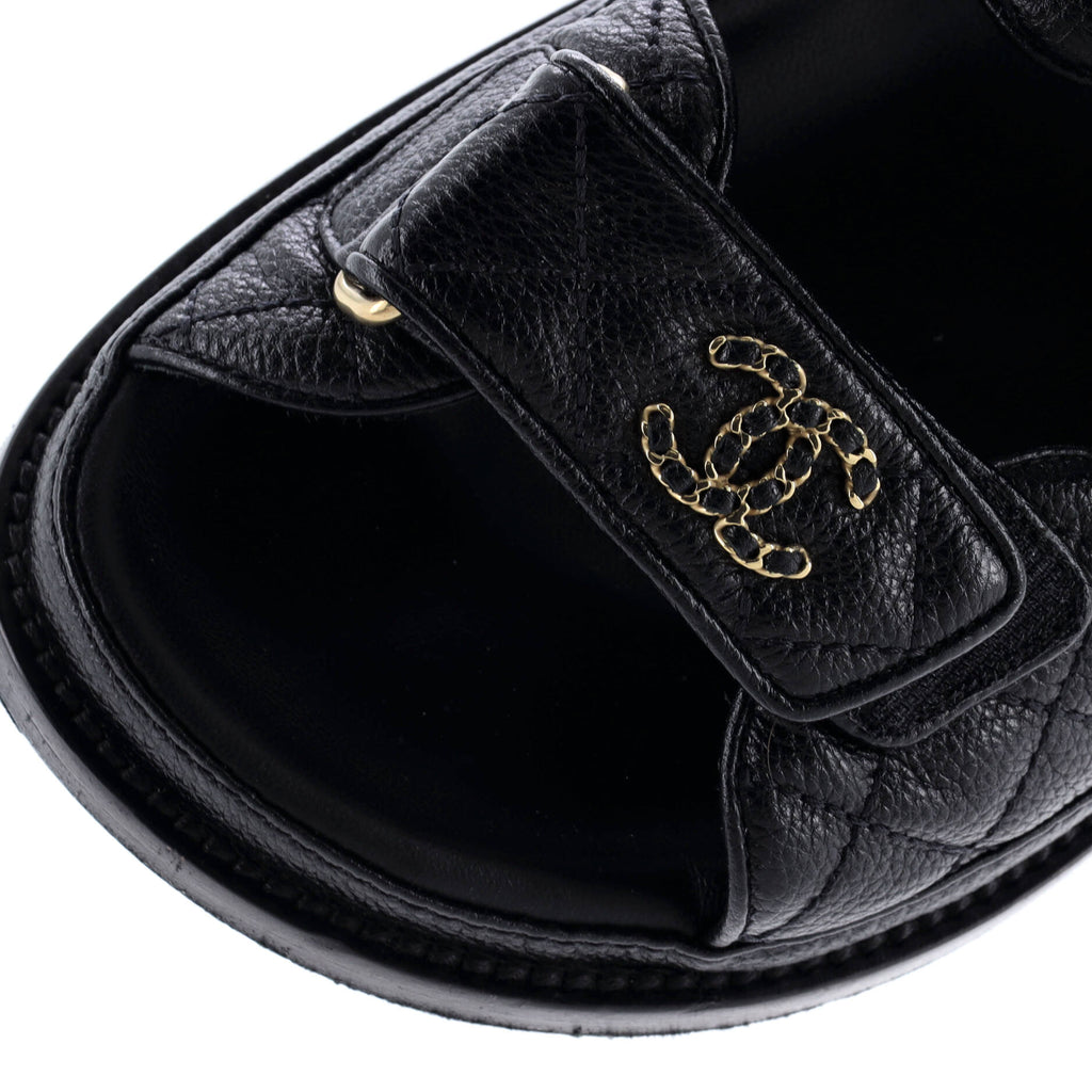 Women's Velcro Dad Sandals Quilted Leather