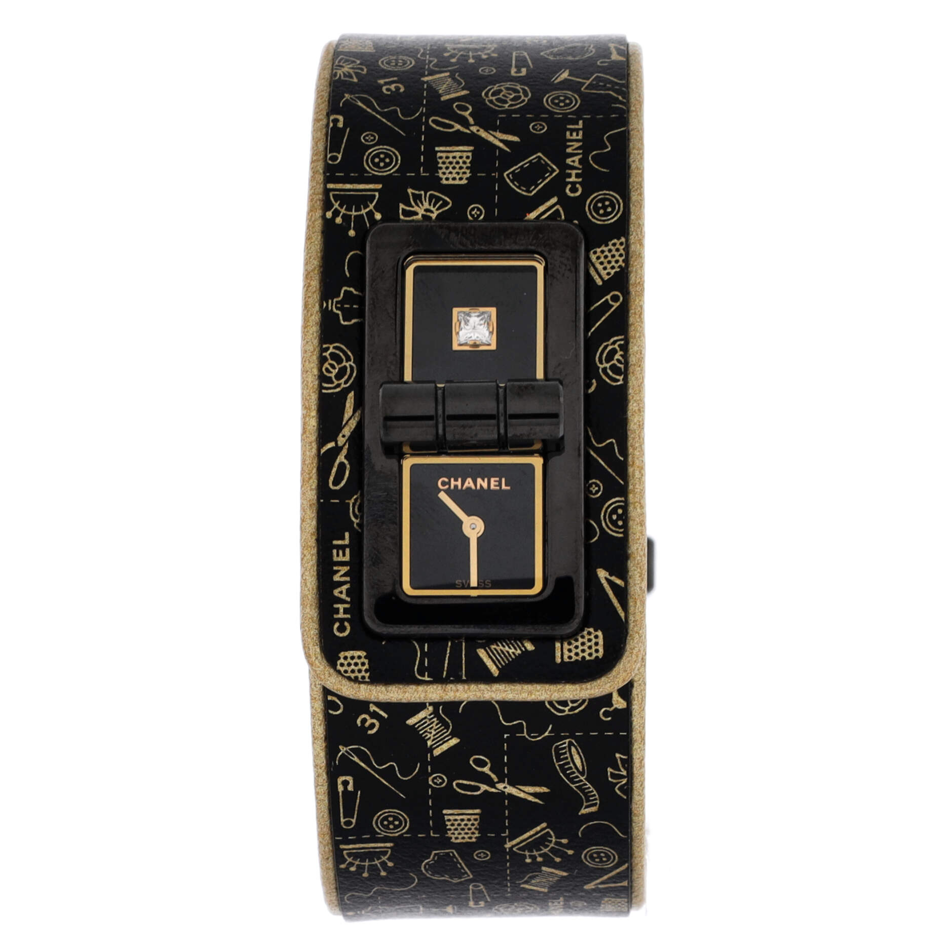 Code Coco Quartz Watch Stainless Steel with Diamond and Printed Leather 25