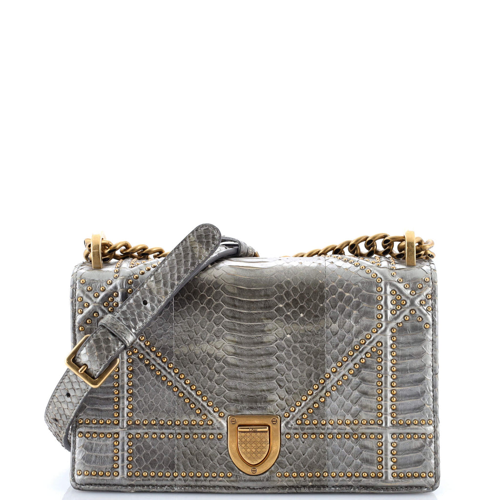 Diorama Flap Bag Embellished Python Small