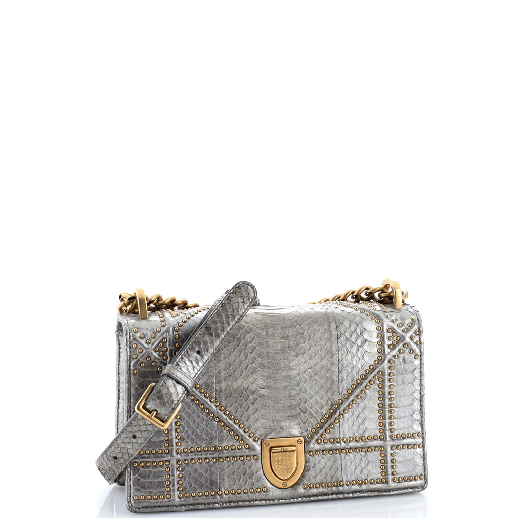 Diorama Flap Bag Embellished Python Small