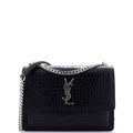 Sunset Crossbody Bag Crocodile Embossed Leather Medium