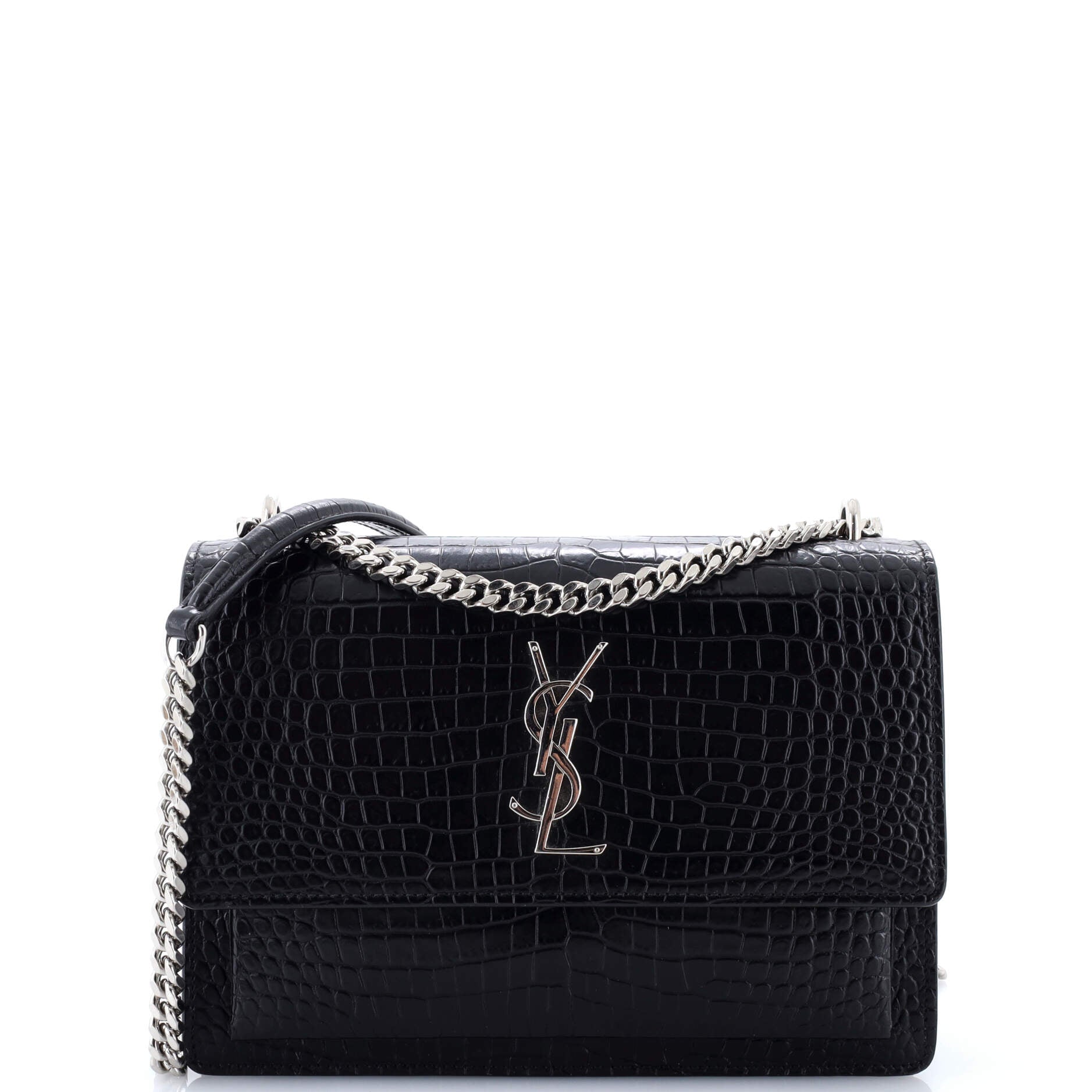 Sunset Crossbody Bag Crocodile Embossed Leather Medium