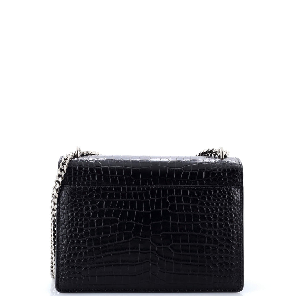 Sunset Crossbody Bag Crocodile Embossed Leather Medium
