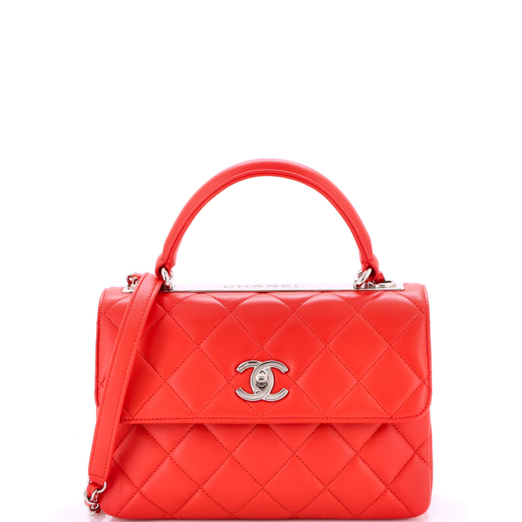 Trendy CC Top Handle Bag Quilted Lambskin Small