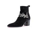 Women's Angels Heeled Ankle Boots Crystal Embellished Suede