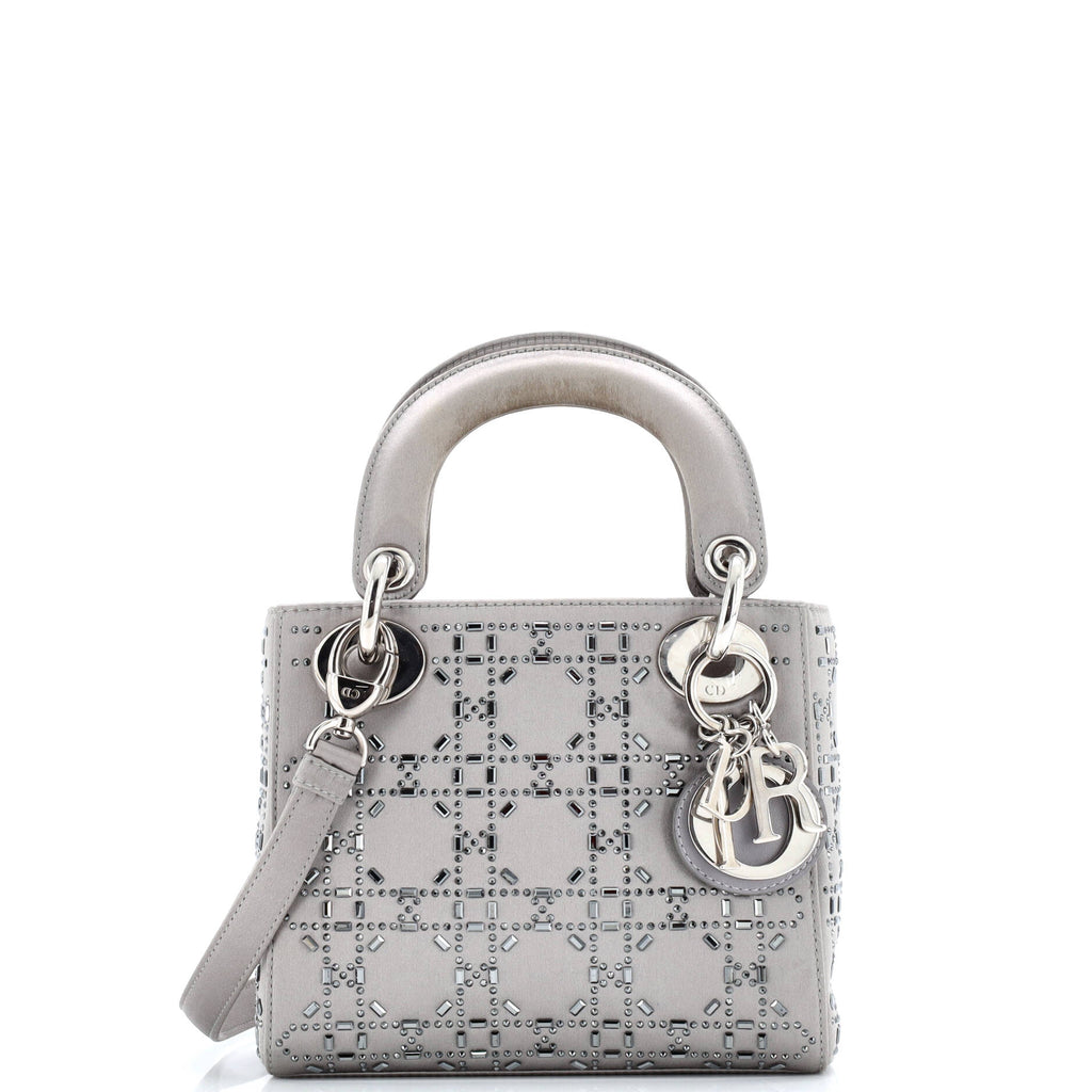 Lady Dior Bag Crystal Embellished Cannage Quilt Satin Mini