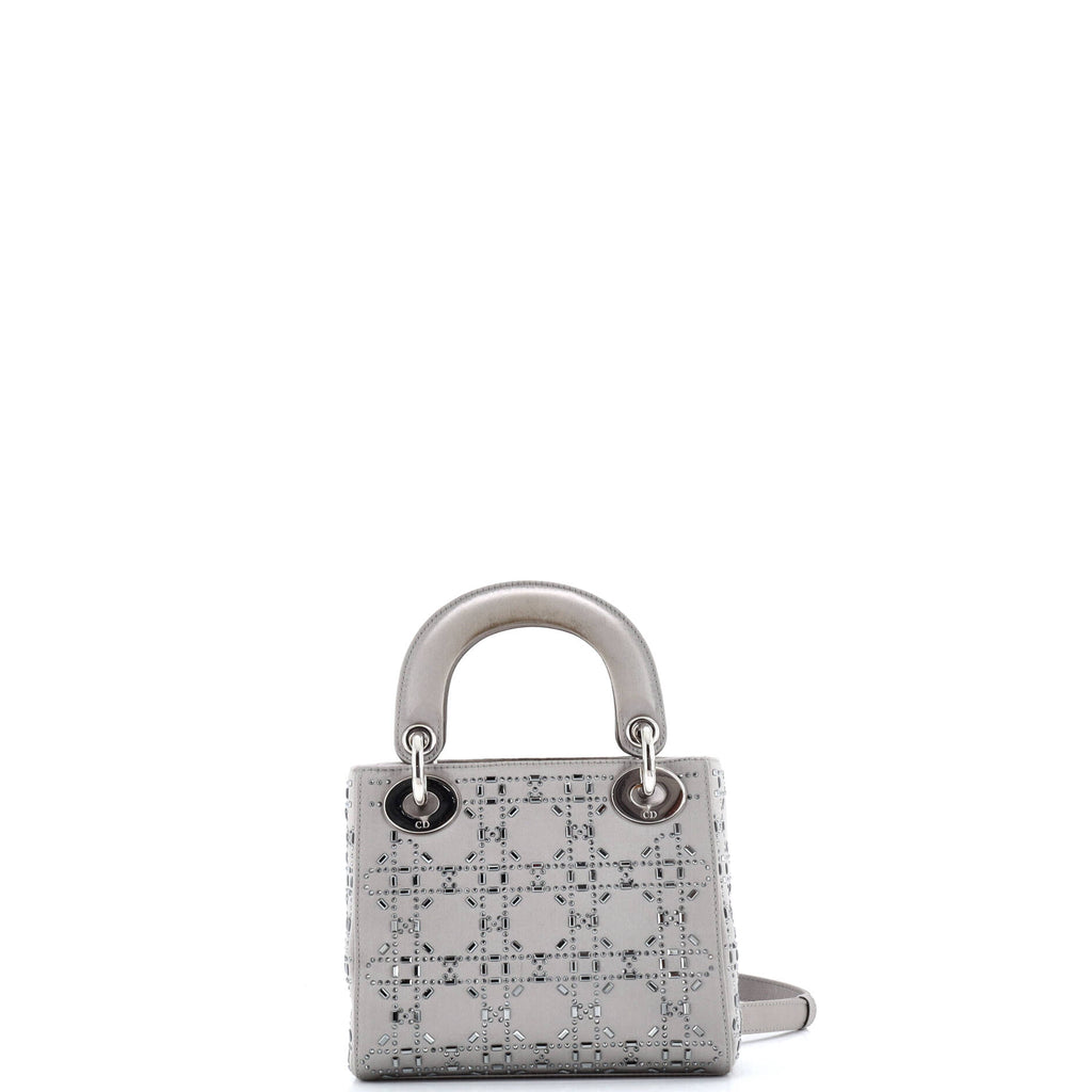 Lady Dior Bag Crystal Embellished Cannage Quilt Satin Mini