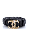CC Elastic Belt Leather with Metal and Faux Pearls 85