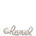 Swirling Logo Hair Clip Metal with Crystals and Faux Pearls
