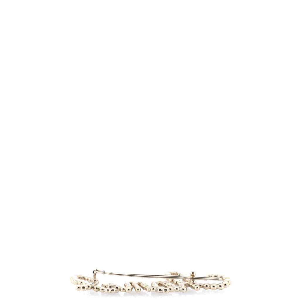 Swirling Logo Hair Clip Metal with Crystals and Faux Pearls