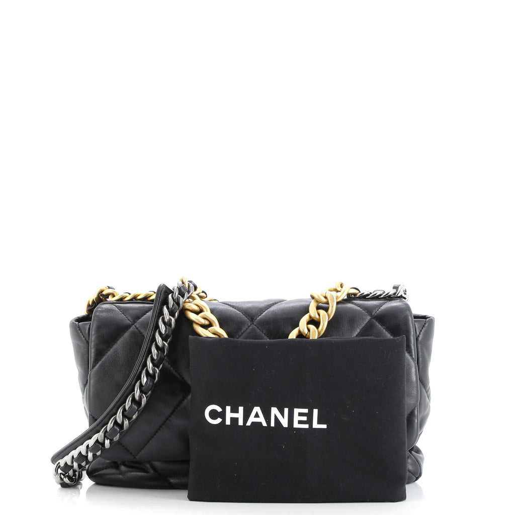 19 Flap Bag Quilted Leather Large