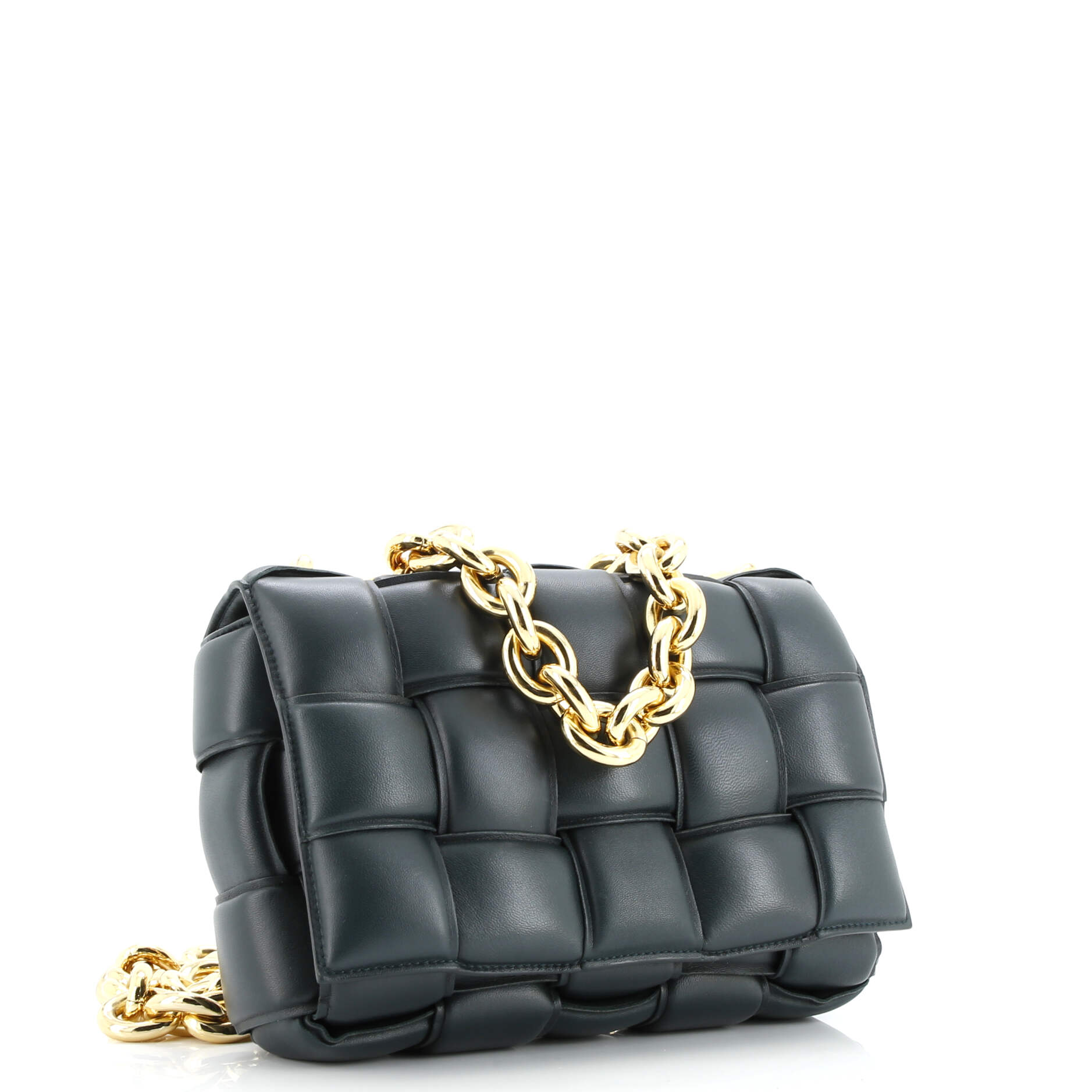 Cassette Chain Crossbody Bag Padded Maxi Intrecciato Leather