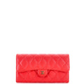 CC Gusset Classic Flap Wallet Quilted Caviar Long