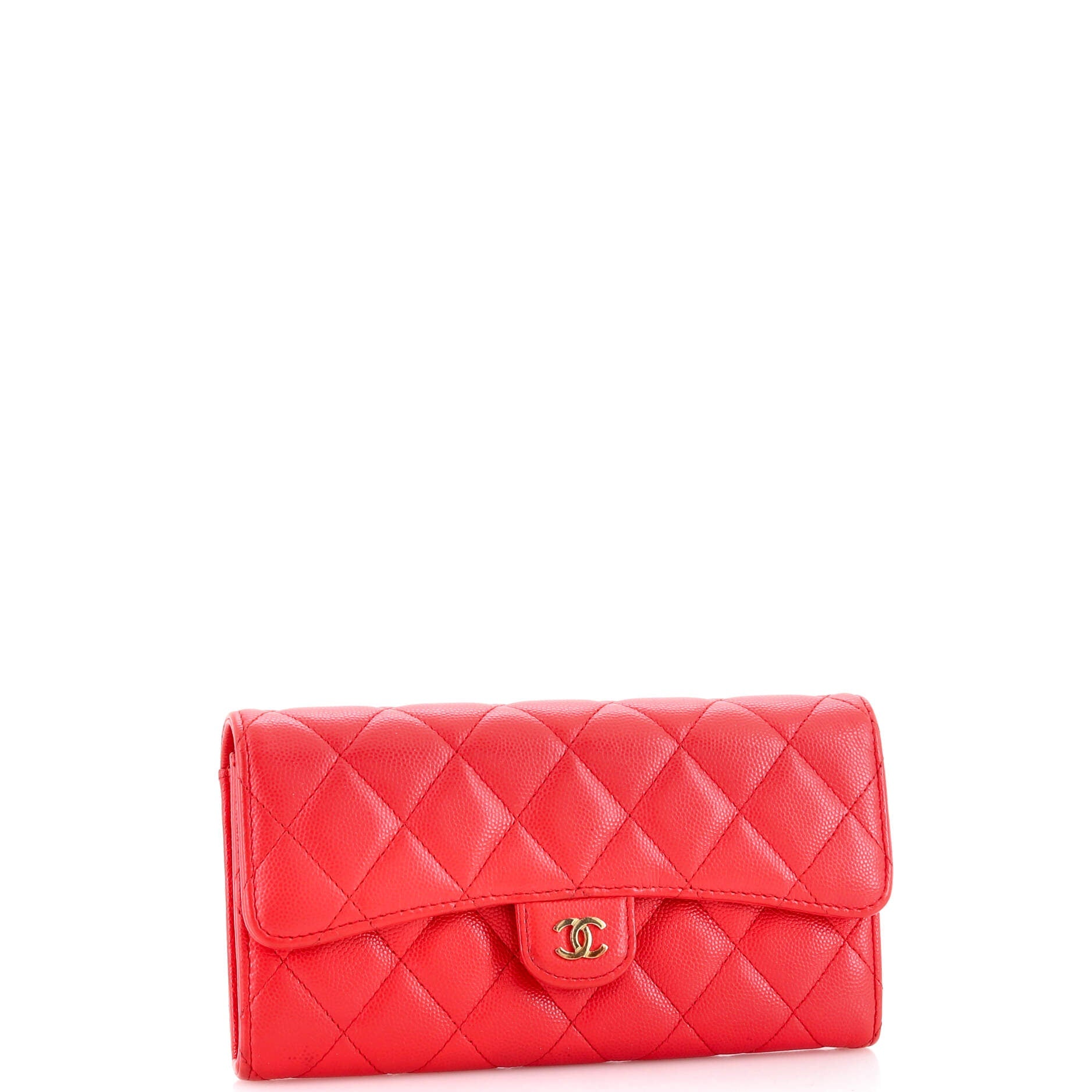 CC Gusset Classic Flap Wallet Quilted Caviar Long