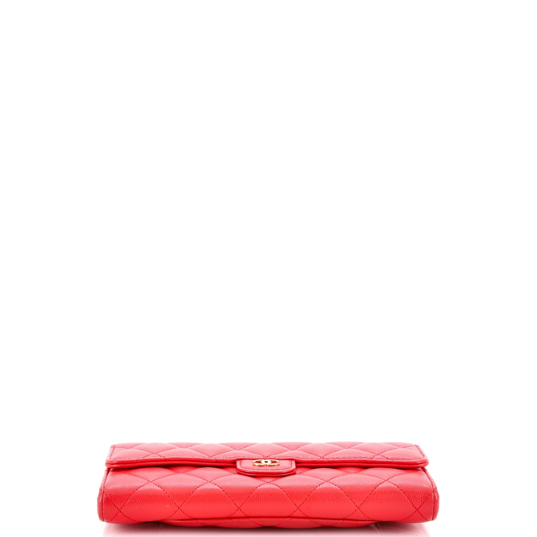 CC Gusset Classic Flap Wallet Quilted Caviar Long
