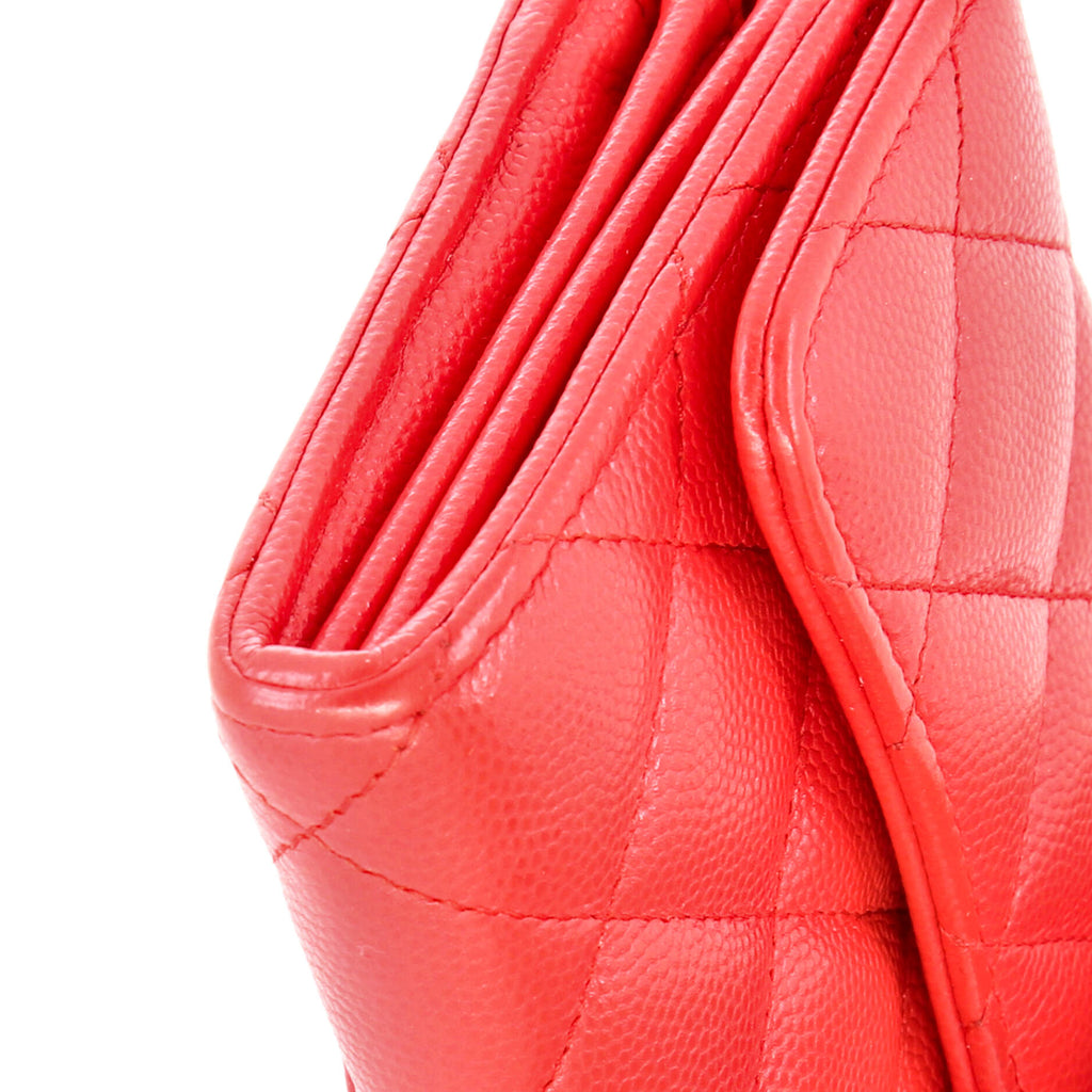CC Gusset Classic Flap Wallet Quilted Caviar Long