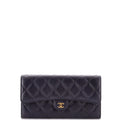 Trifold Classic Flap Wallet Quilted Caviar Long