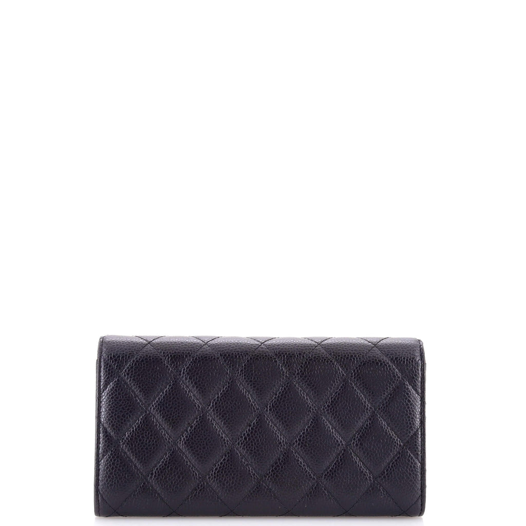 Trifold Classic Flap Wallet Quilted Caviar Long