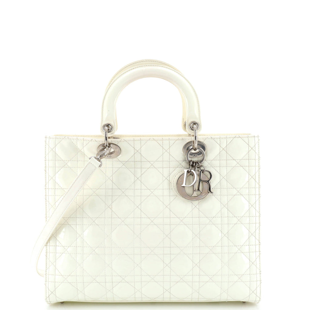 Lady Dior Bag Cannage Quilt Patent Large