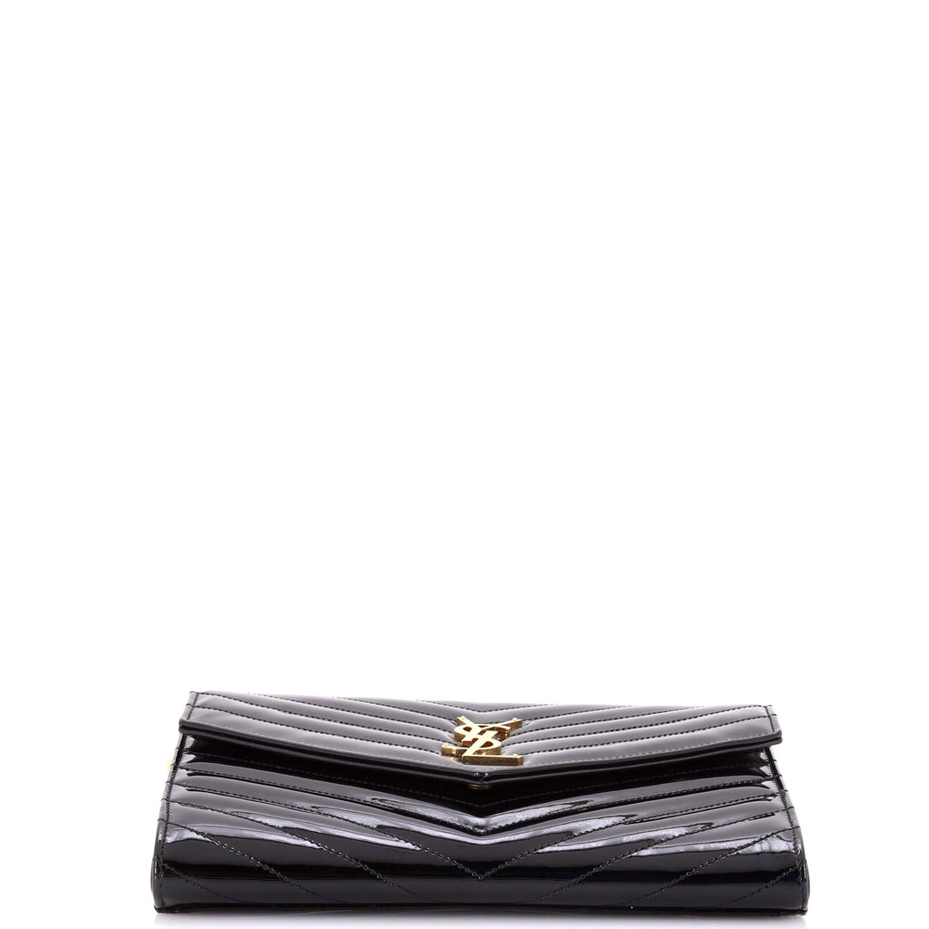 Cassandre Flap Envelope Wristlet Pouch Matelasse Chevron Patent
