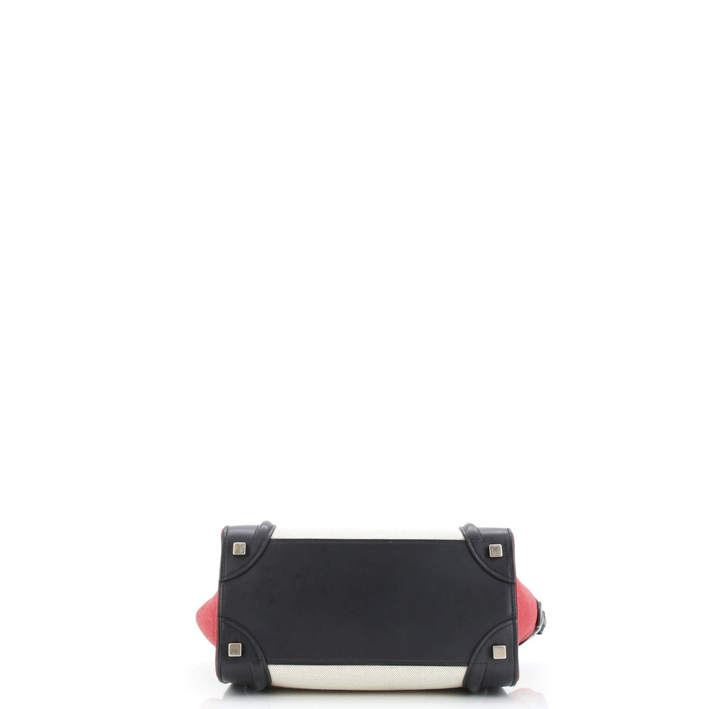 Tricolor Luggage Bag Canvas and Leather Micro