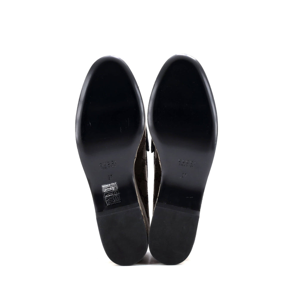 Women's Horsebit Wedge Platform Loafers GG Canvas with Leather