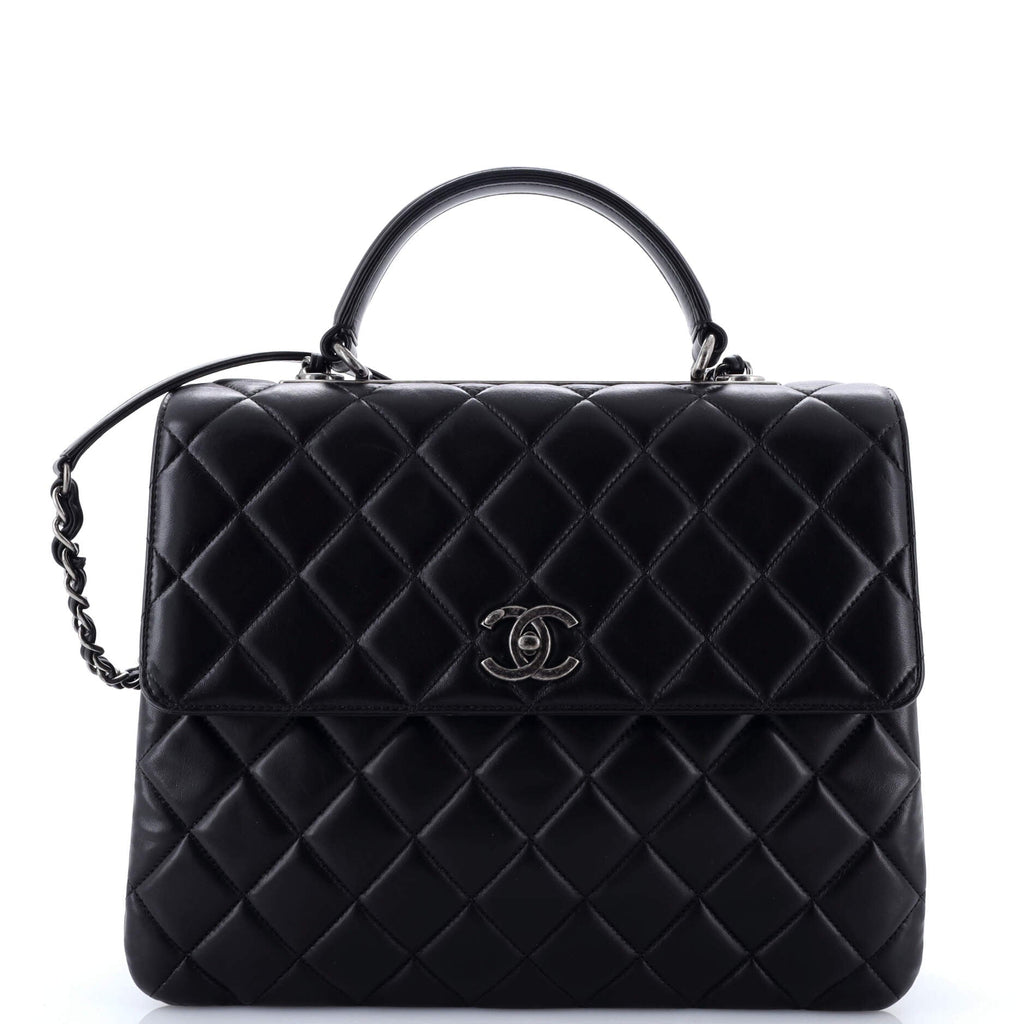 Trendy CC Top Handle Bag Quilted Lambskin Large
