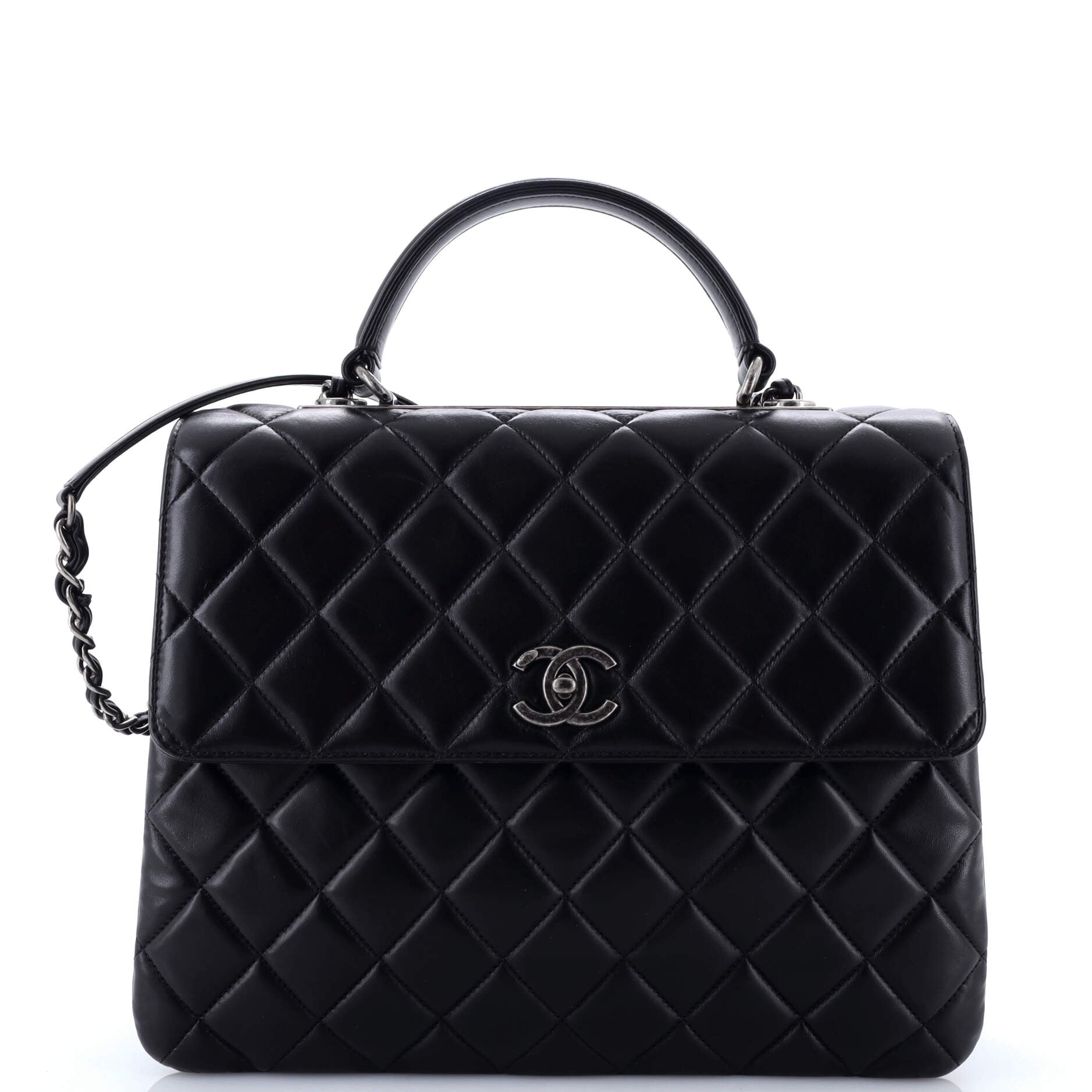 Trendy CC Top Handle Bag Quilted Lambskin Large