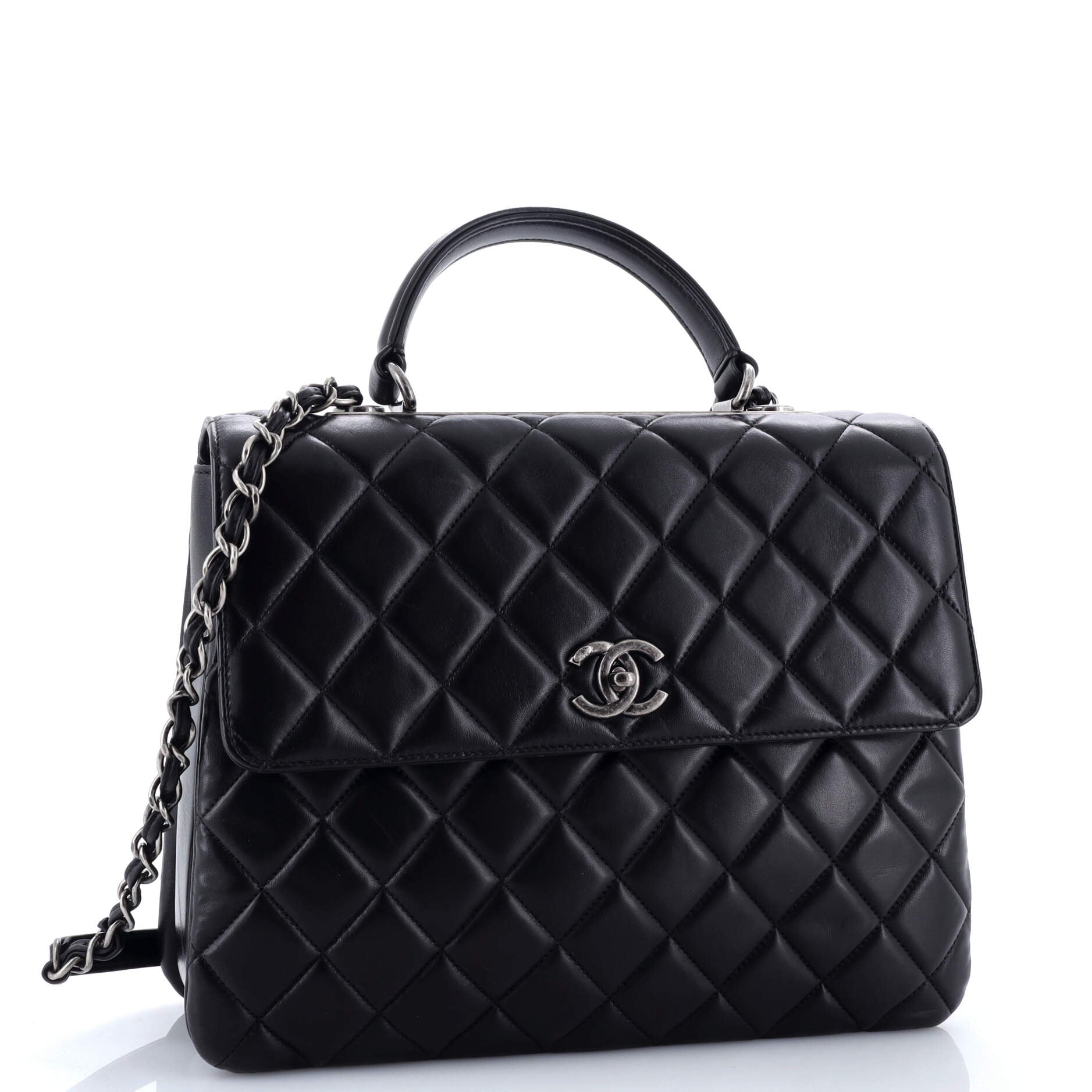 Trendy CC Top Handle Bag Quilted Lambskin Large