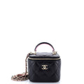Classic Top Handle Vanity Case with Chain Quilted Lambskin Mini
