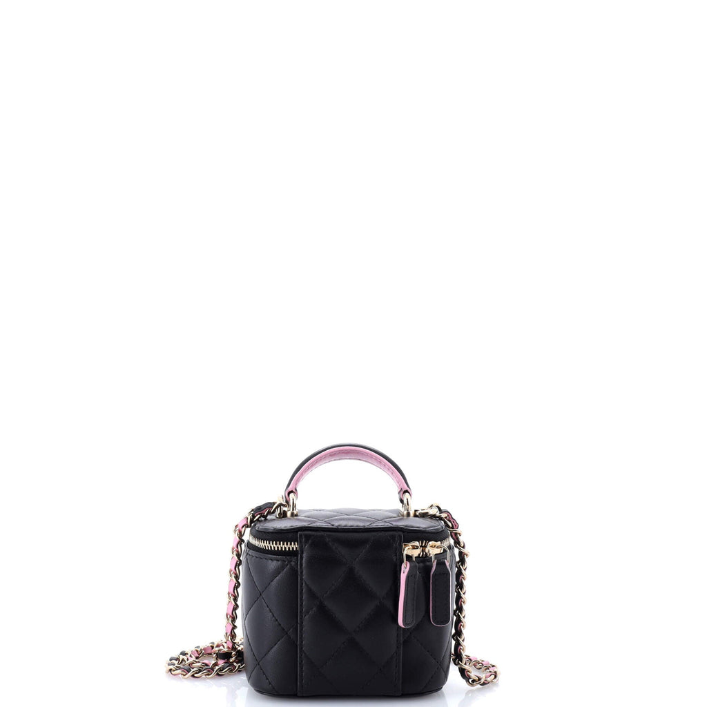 Classic Top Handle Vanity Case with Chain Quilted Lambskin Mini