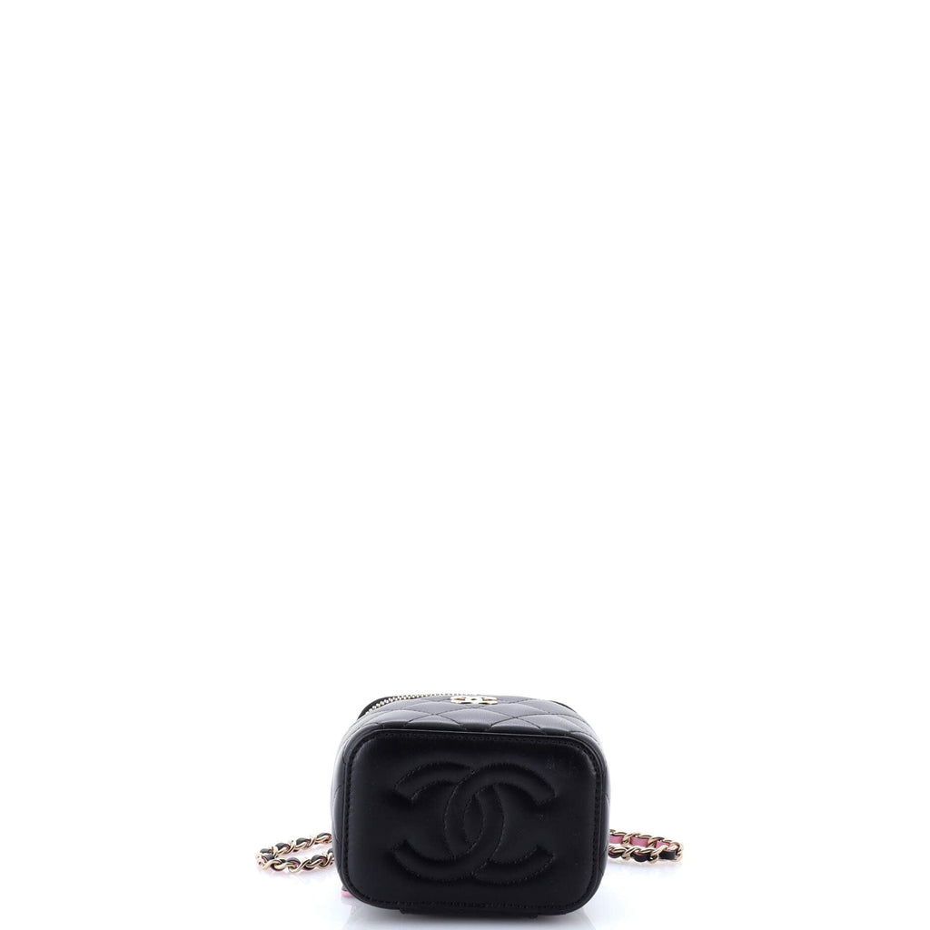 Classic Top Handle Vanity Case with Chain Quilted Lambskin Mini