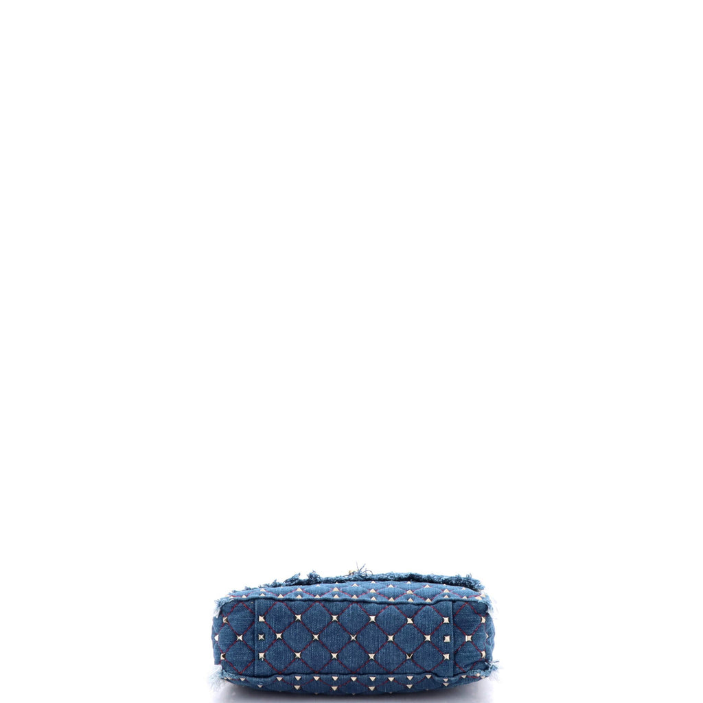 Rockstud Spike Flap Bag Quilted Denim Medium