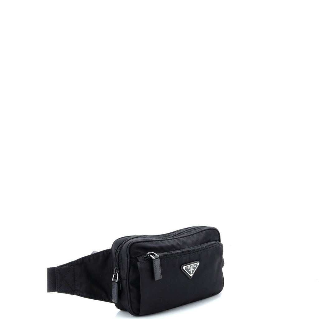 Front Pocket Belt Bag Re-Nylon with Saffiano Leather