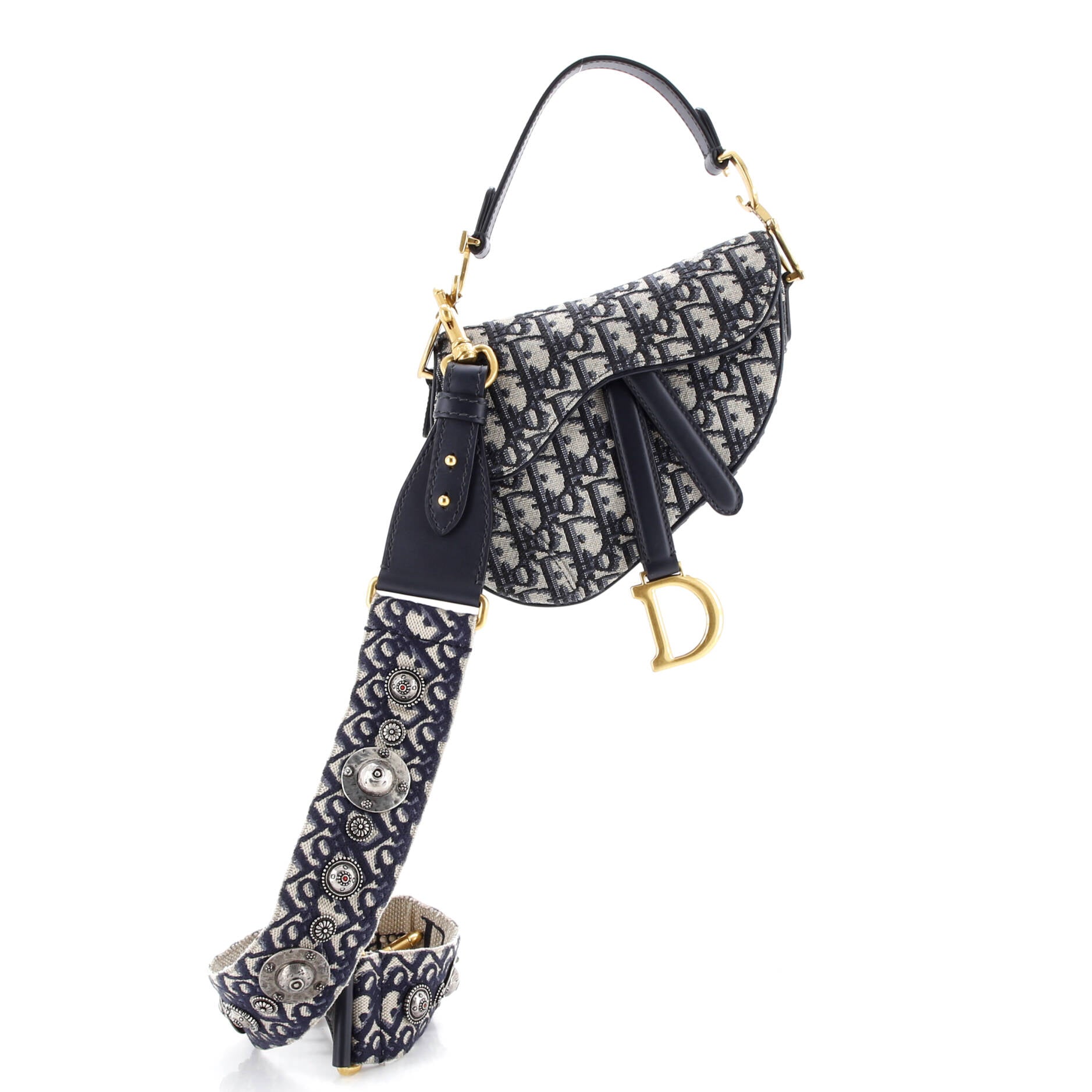 Saddle Handbag with Strap Oblique Canvas Mini