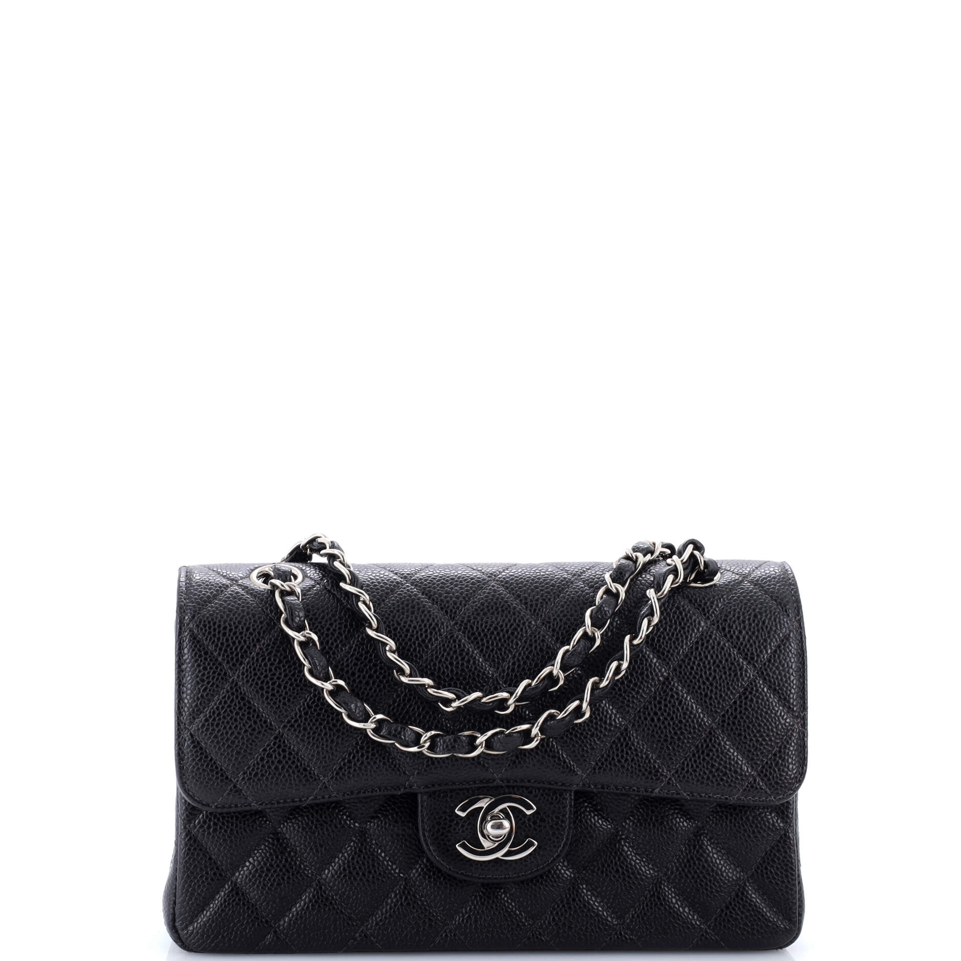 Vintage Classic Double Flap Bag Quilted Caviar Small