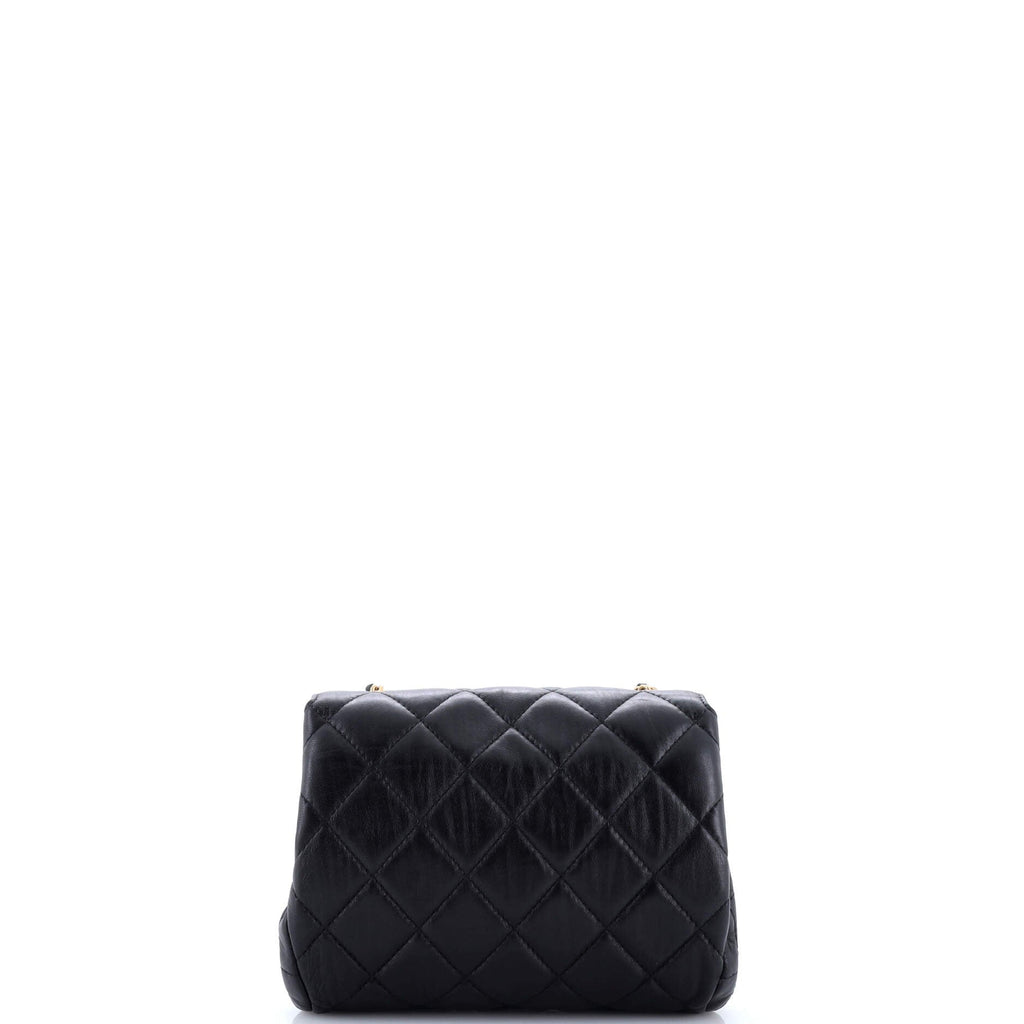 Chain Woven CC Square Accordion Flap Bag Quilted Lambskin Mini