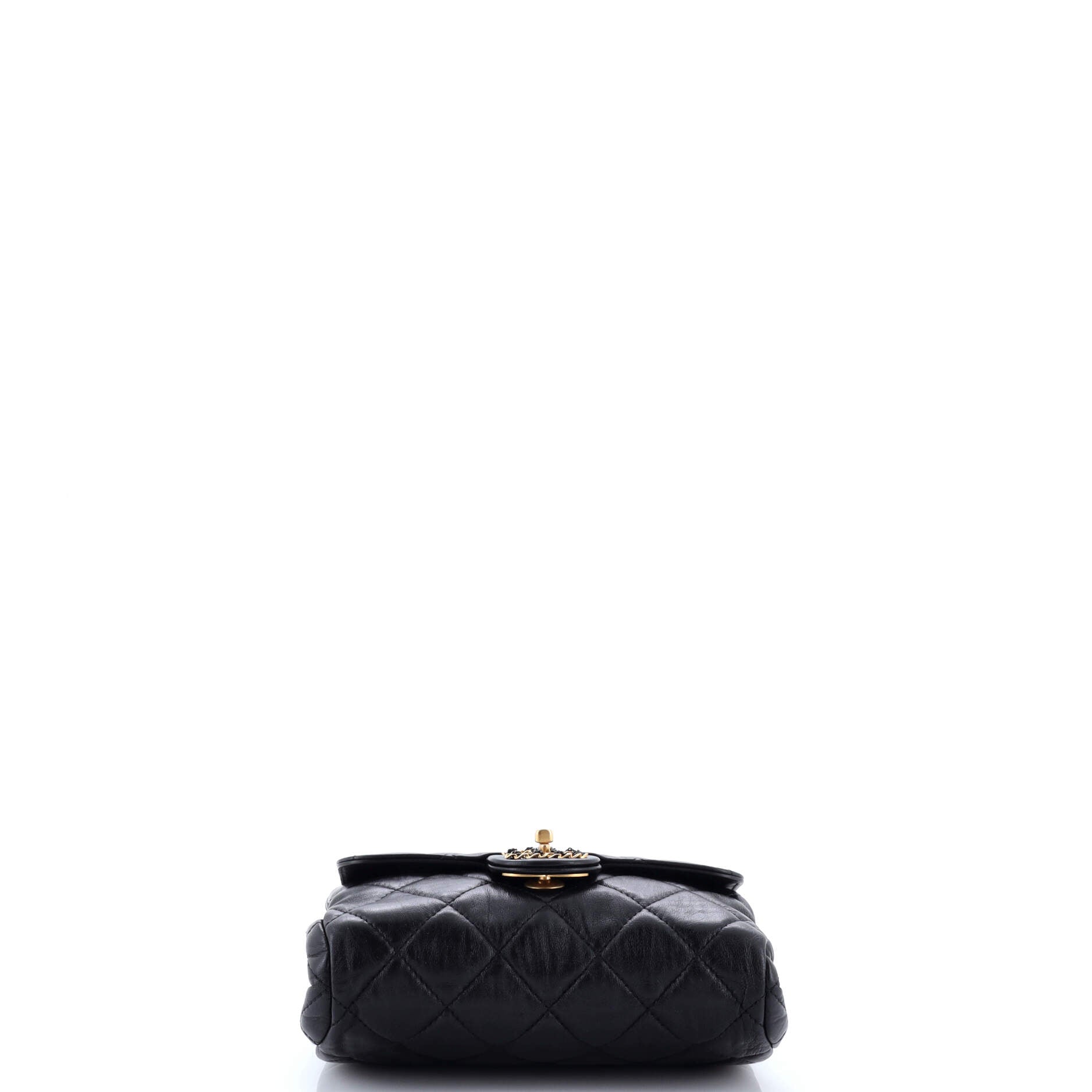 Chain Woven CC Square Accordion Flap Bag Quilted Lambskin Mini